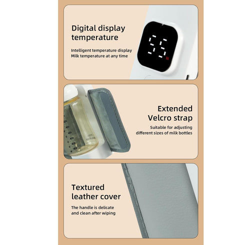 Portable Bottle Warmer for Breastmilk, Travel Baby Bottle Warmer Sleeve with Constant Temperature Heating, Rechargeable