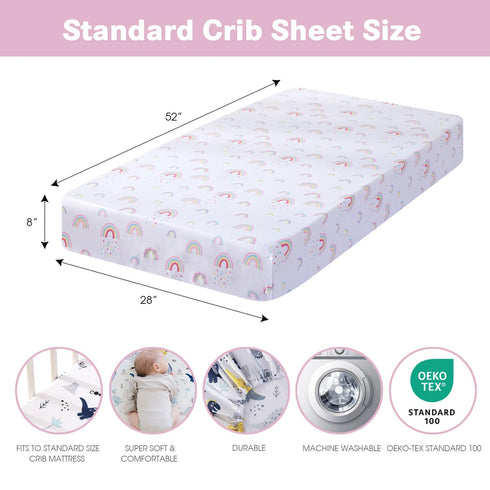4 Pack, 28"x 52" Set Plushii Crib Sheets for Baby Girls Extra Soft Microfiber Crib Sheet for Standard Crib & Toddler