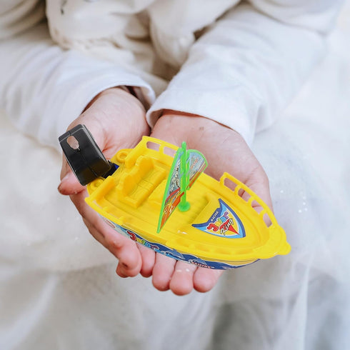 6PCS Playset Toyvian Kids Plastic Boat Toys: Boys Vehicles Boatsail Wind up Toys for Bathtub- Motorboats Kids Bathtub