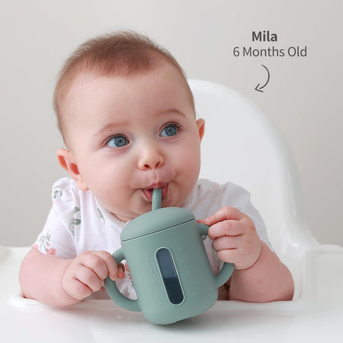 6 12 18 1-3 6 oz SAMiGO Silicone Sippy Cup, Baby Straw Cup for Months, Sippy Cup with Straw for Toddlers Years, Baby