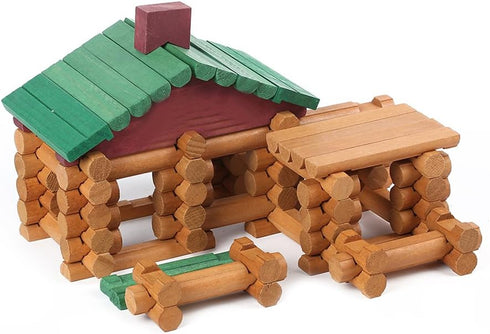 Joqutoys 90 Pcs Wood Building Blocks Toy for Toddlers, Classic Wooden Cabin