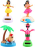 4 Pack Hawaii Girl Solar Powered Dancing Toys, Flapping Wings Flamingo Car Shaking Head Dancer Doll