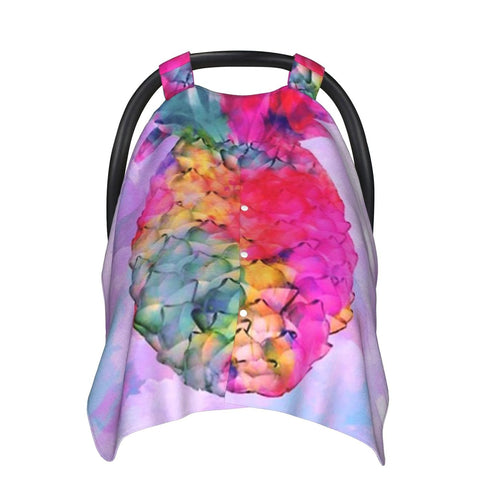 Zhbvncp Hawaiian Tropical Neon Pineapple Baby Car Seat Cover & Breastfeeding Nursing Cover - Breathable Stretch Fabric