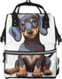 DWVTSLH Cute Dachshund Diaper Bag Backpack Multifunction Nappy Bags Waterproof Mummy Backpack Large