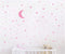 Moon and Stars Wall Decal Vinyl Sticker - Good Night Nursery Decor for Kids Room (Soft Pink)