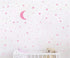 Moon and Stars Wall Decal Vinyl Sticker - Good Night Nursery Decor for Kids Room (Soft Pink)