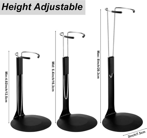 HMIEPRS 10 1/6 8" 12" Pcs Doll Stand Adjustable Doll Display Stand, Action Figure Stand Holder Scale Dolls Support