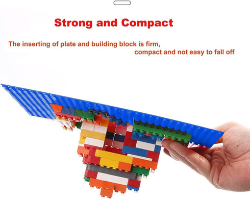 LVHERO Classic Baseplates for Building Bricks, 10" x 10", Pack of 16 (Blue)