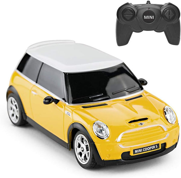 RASTAR Mini Cooper 1:24 RC Car, Yellow Remote Control Toy for Kids