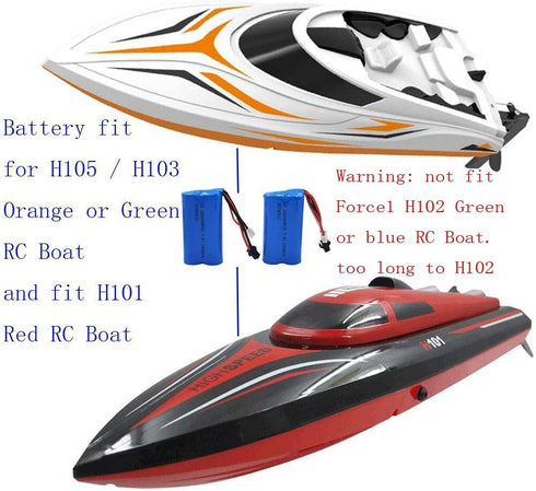 Blomiky 2 Pack H101 7.4V 2S 15C 1500mAh Battery with SM 2P Plug and USB Charger Cable for H101 Remote Control RC Boat