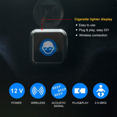 EASYGUARD BAS001 DC12V Baby Car Seat Alarm Reminder Seat pad Alarm System, Baby in Car Reminder Warning with Light