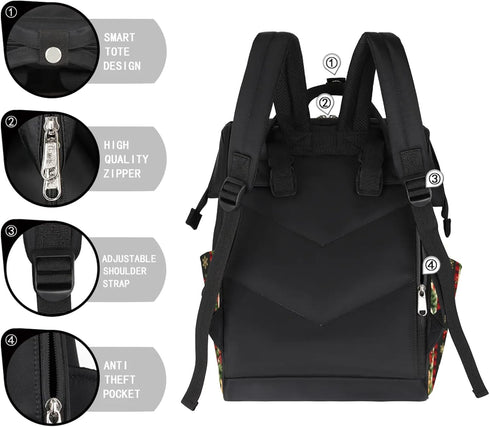 Hsnar Backpack Christmas Tree Bell Waterproof Diaper Bag Large Capacity Baby Bag with Stroller Straps, Multi-Pocket