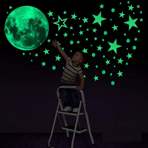 Glow in The Dark Stars for Ceiling, 893PCS Wall Stickers Including Moon and Stars Decor, Glow in The Dark Wall Decals