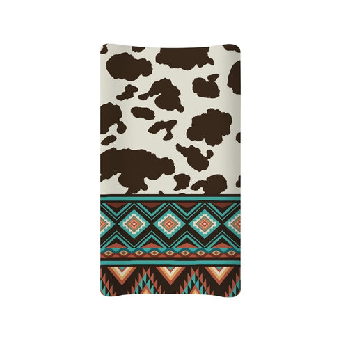 Stretchy Cow Print Diaper Changing Pad Cover, 32" x 16", Washable Fitted Changing Table Mat for Boys and Girls