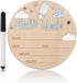 Penitue Hello World Baby Announcement Sign, 5.9in Wooden Newborn Birth Sign with Pen