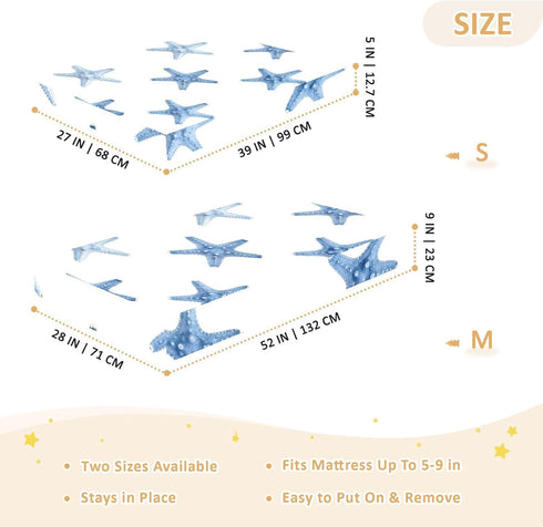 CZXW 52" 28" Starfish Sea Blue Crib Sheets Fitted x Natural Cotton Soft & Breathable for Baby Crib Mattress