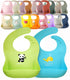2-Pack Waterproof Silicone Baby Bib – Lightweight Comfortable Easy-Wipe Clean (Green/Blue, Small)