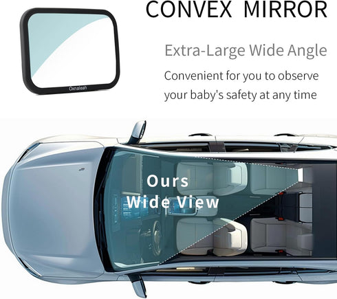 Oxnaleah 360 Car Mirror for Baby,Shake proof,Shatterproof Baby Car Mirror for Safe Travel, Rotation, Clear Wide View