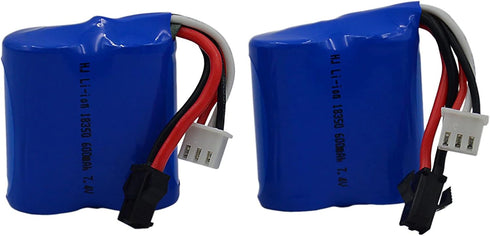Blomiky 2 7.4V 600mAh Lion Battery with SM-2P Black 2 Pin Plug for Skytech RC Ship Boat