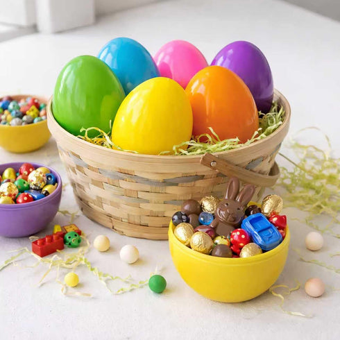 6 Inch 6 6" 4.25" GiftExpress Easter Eggs - Piece Extra Large x Assorted Color Fillable Plastic Eggs - Adult & Kid
