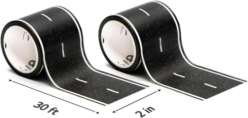 PlayTape Road Tape for Toy Cars - Sticks to Flat Surfaces, No Residue; 2-Pack of 30 ft. x 2 in. Black Road by PlayTape