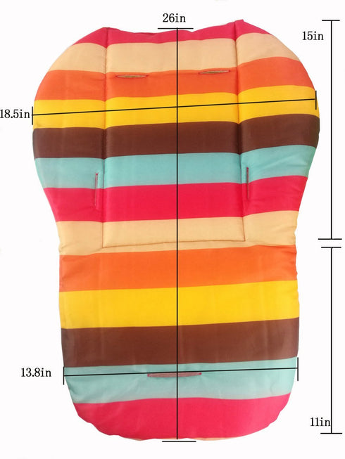Rainbow Striped High Chair Cushion Liner - Water Resistant Mat Pad