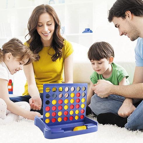 4 in a Row Game - Classic Family Fun Game with 6 Spare Discs for Kids Ages 3-12 (Blue)