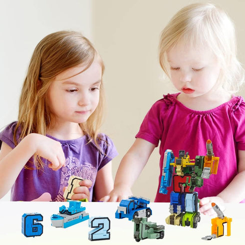3 4 5 VEAIS Number Transforming Toys, Alpha Bot Military Transforming Robet Toy for Tollders Montessori Teaching