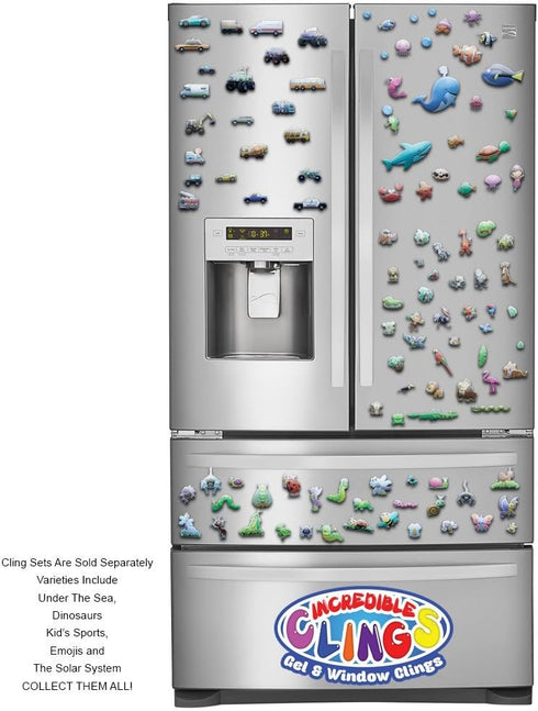 Cars and Trucks Window Clings for Kids & Toddlers by Jesplay USA - Reusable Gels & Decals, Puffy Sticker Activities