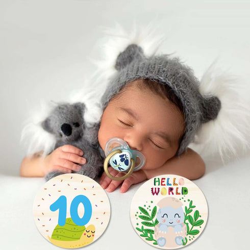 Wooden Baby Monthly Milestone Cards with Birth Announcement Sign Newborn Anniversary Cards Photography Props Baby