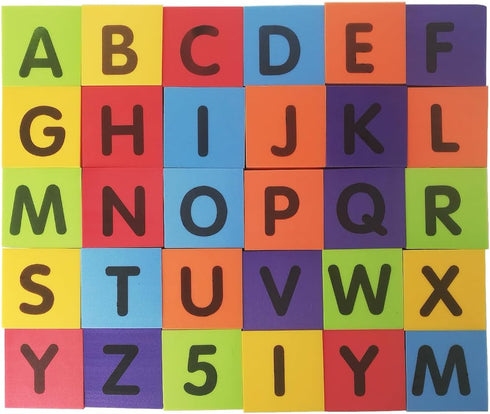 Toddlers,30 2-inch 123 MOBU Foam Building Blocks for pcs Alphabet Letters Number Blocks with Storage Bag, Learning ABC