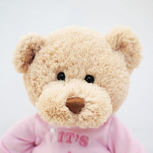 GUND It’s a Girl T-Shirt Teddy Bear Stuffed Animal Plush - Pink, 12”, Tan