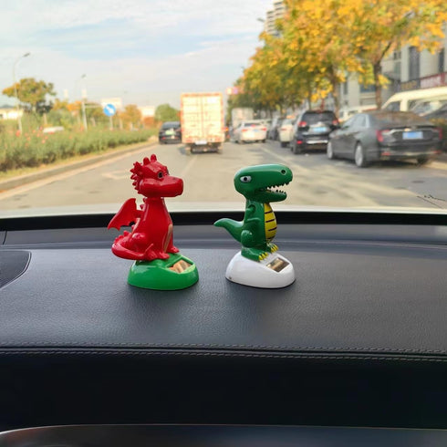 Green Solar Powered Dancing Dinosaur Decoration Gift, Swinging Dancer for Desk and Dashboard Home Decor