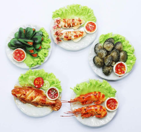 ThaiHonest 5 Mixed Assorted Seafood Dollhouse Miniature Food,Tiny Food