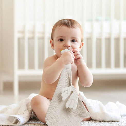 Lulu Moon Muslin Loveys for Babies, Unisex Baby Security Blanket, Goose Lovie 25"x 11" Cream
