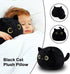 3D Black Cat Plush Stuffed Animal Toy Pillow, Kawaii Cat Shape Design Lumbar Cushion