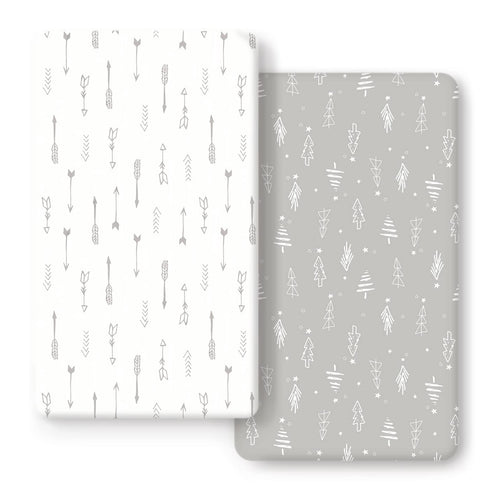 GRSSDER Stretchy Ultra Soft Jersey Knit Fitted Crib Sheets Set 2 Pack,