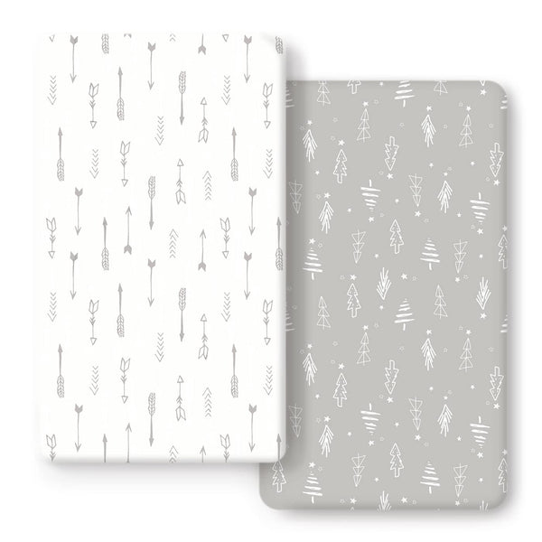 GRSSDER Stretchy Ultra Soft Jersey Knit Fitted Crib Sheets Set 2 Pack,