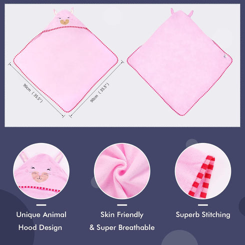 MICHLEY Animal Face Hooded Baby Towel Cotton Bathrobe for Boys Girls Light Pink 0-6 Year