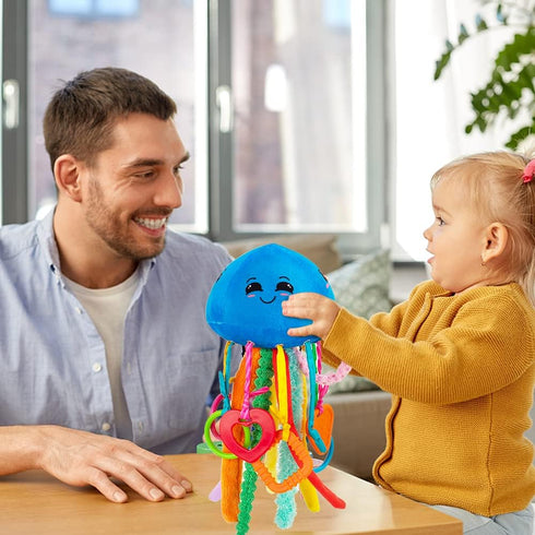10 0-3-6-18 teytoy Sensory Toy, Texture Toys for Babies with Rattle, Autism Sensory Toys Jellyfish Shape Tactile