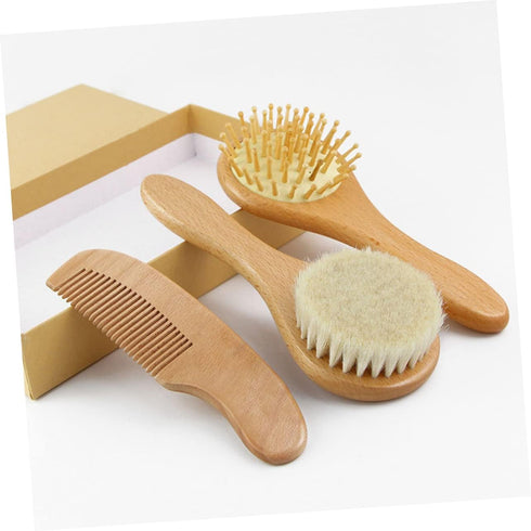 Set YARNOW Hair Brush and Comb Silicone Bath Scrubber for Newborns Soft Wool Brush for Delicate Scalp Care Shower Gift