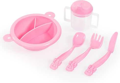 Bayer Design Dolls Travel 9 Piece Set - Black, Pink, Hearts, Accessories for Dolls Up to 18"