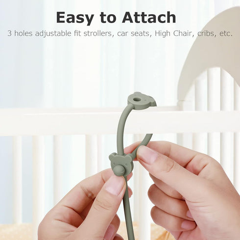 4 Pack Toy Safety Straps - Stretchable Silicone Pacifier Chains for Baby Bottles, High Chair, Cribs, and Strollers