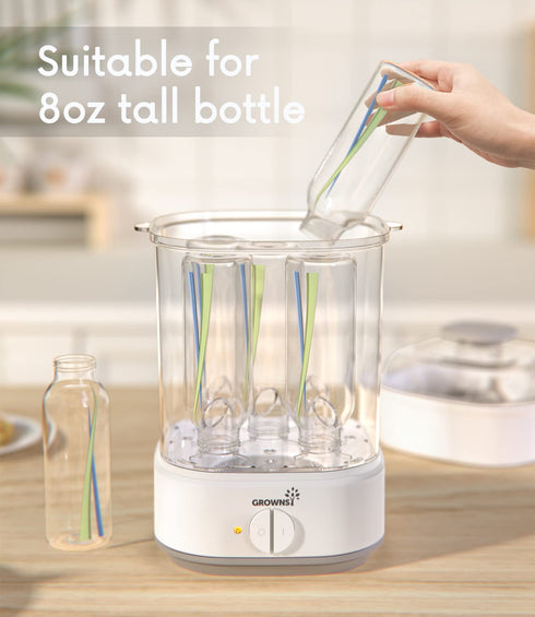 Bottle Sterilizer, Baby Bottle Steam Sterilizer, Electric Baby Bottle Sanitizer with Timer for Baby Bottles, Pacifiers