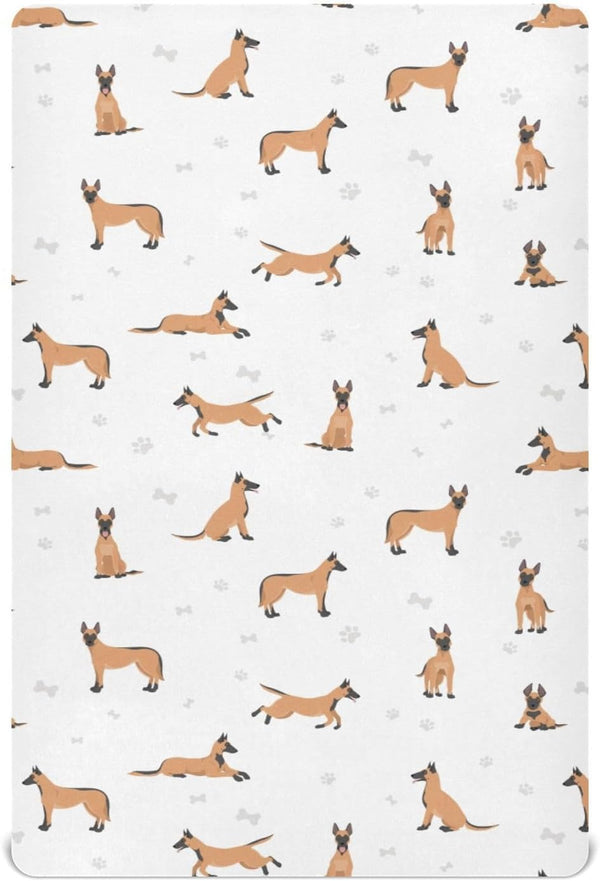 CHUROUSY Belgian Shepherd Dog Crib Sheets for Boys Girl Belgian Malinois Mattress Cover