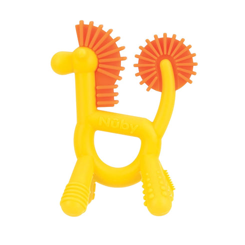 Nuby Silicone Geo Zoos Teether, Giraffe Teething Toy for Babies 3+ Months, Soothes Sore Gums
