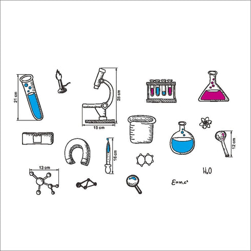 BIBITIME Science Laboratory Wall Decals Vinyl Chemical Element Tool Stickers for School Classroom Nursery Bedroom Children Student Study Teens Kids Room Decor DIY Home Art Decorations by BIBITIME
