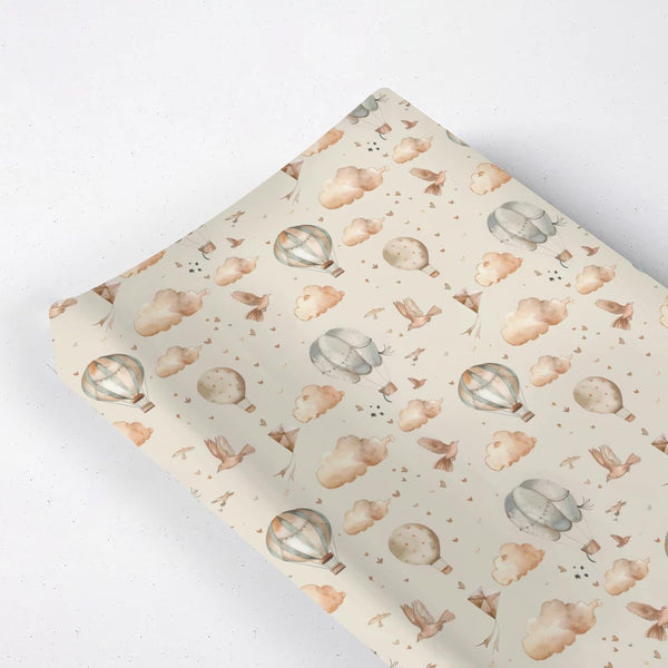 KuphiL10C Hot Air Balloon Clouds Birds Baby Changing Pad Cover, Unisex Hot Air