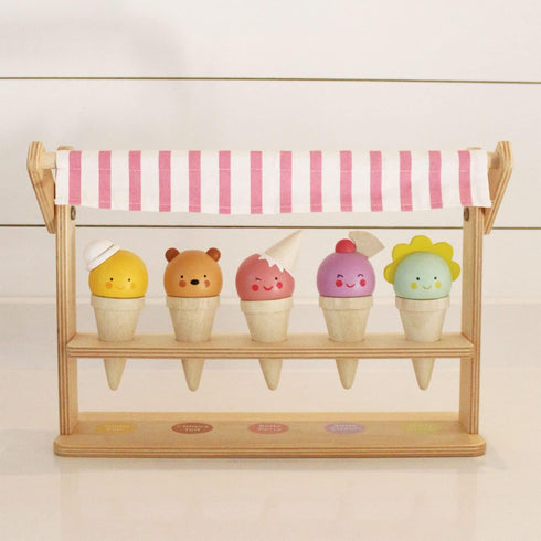 Tender Leaf Toys - Scoops and Smiles, Ice Cream Toy Shop with 5 Solid Wood Pretend Play Set for Kids, Age 3+