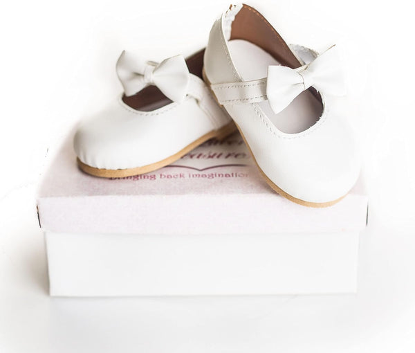THE QUEEN'S TREASURES 18 Inch Doll Clothing Shoes, White Dress Shoes with Bow & Authentic Shoe Box